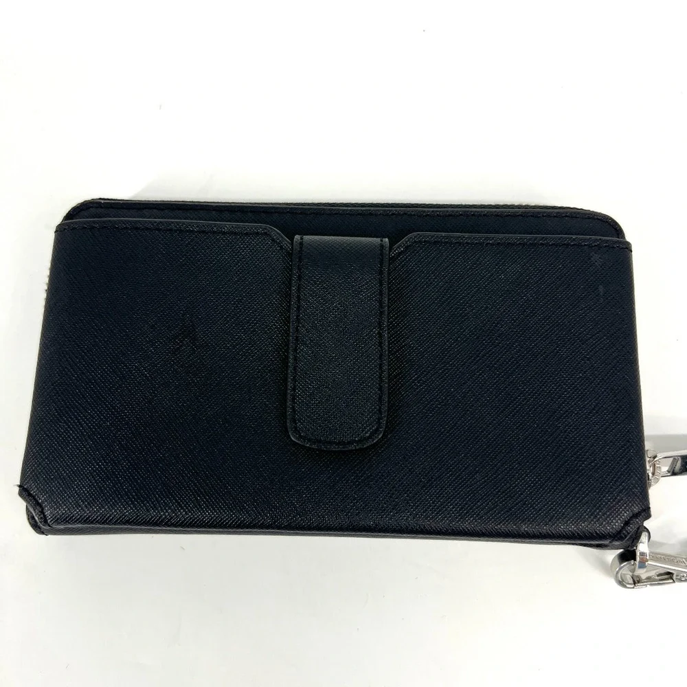 Michael Kors Jet Set Travel M Zip Phone Wallet Saffiano Leather Black 35S0STVL2L - Picture 2 of 9